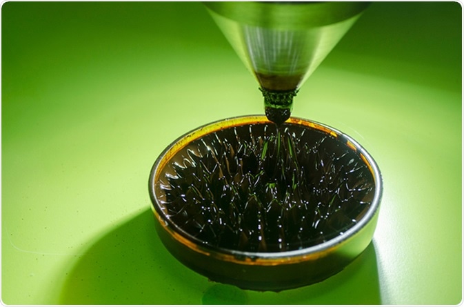 Behaviour of ferromagnetic fluid. Image Credit: Viktoriia Mel / Shutterstock