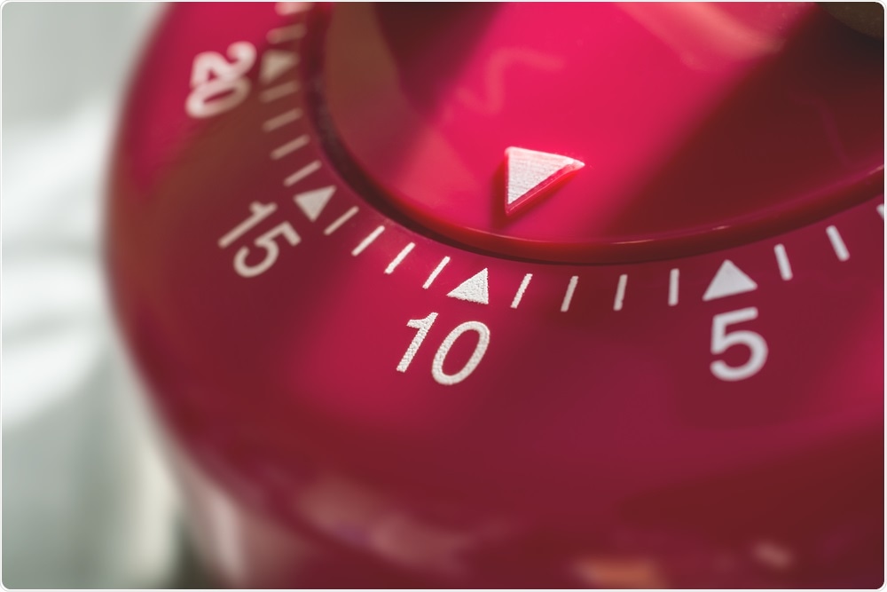 Timer showing 10 minutes, which is the recommended amount of exercise for elderly people per day