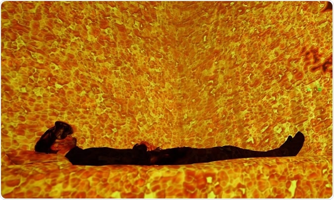 Inter-Dream involves an interactive bed and ambient music controlled by the artists, and kaleidoscopic visuals controlled by the user with their own brainwaves, via EEG.