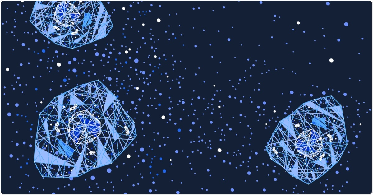 A cytokine storm cell signaling vector horizontal background. Image Credit: WhiteDragon / Shutterstock