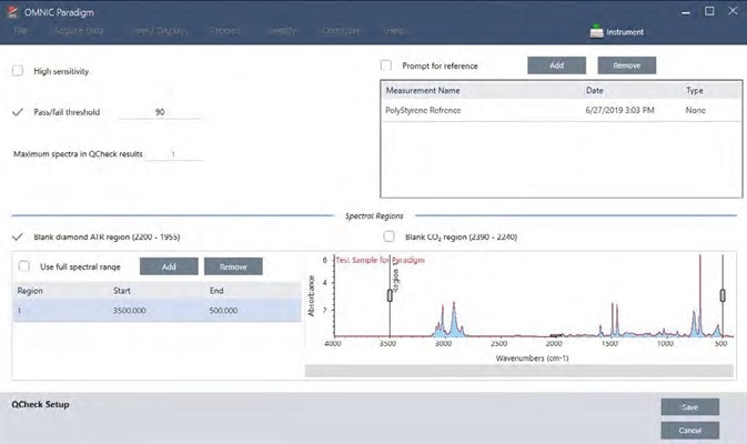 The setup screen for the QCheck analysis.